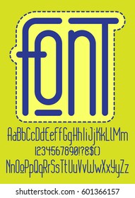 Modern thin rounded line font. Minimalistic typeface. Alphabet letters and numbers