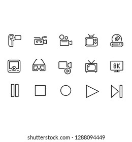 Modern thin video icon set