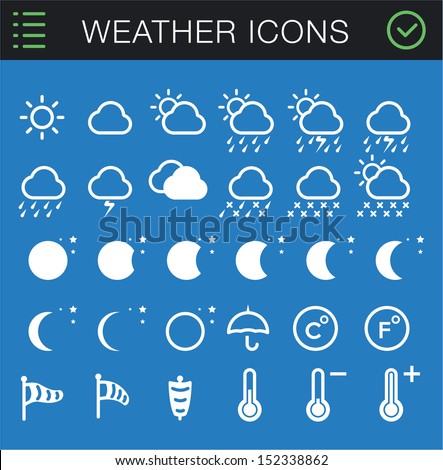 Modern Thin Weather Icons Set - 30 icons 