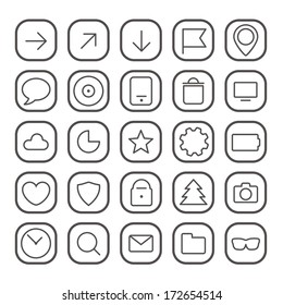 Modern thin web icons collection isolated on white