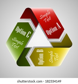 Modern three arrows origami style. Abstract template for background.