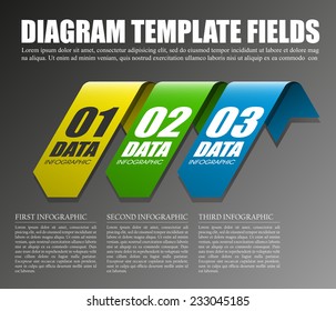 Modern three arrows origami style. Abstract template for background.