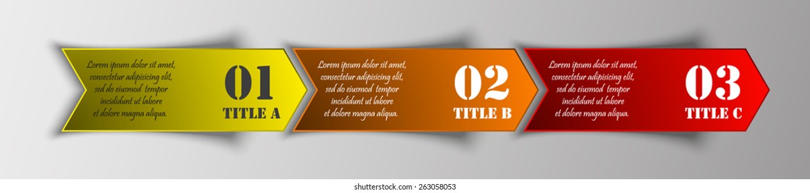 Modern three arrows origami style. Abstract template for background.
