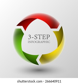 Modern three arrows origami style. Abstract template for background.