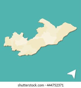 Modern Three Dimensional Aerial Map of the Republic of the Congo