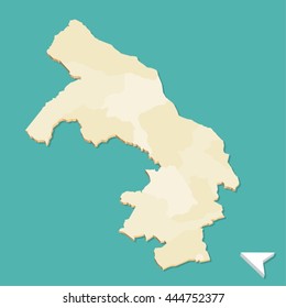 Modern Three Dimensional Aerial Map of the Republic of the Congo