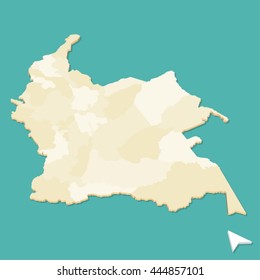 Modern Three Dimensional Aerial Map of the Republic of Colombia