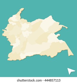 Modern Three Dimensional Aerial Map of the Republic of Colombia