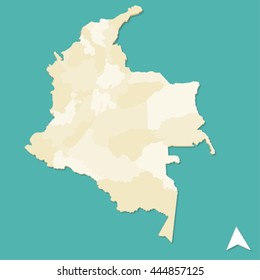 Modern Three Dimensional Aerial Map of the Republic of Colombia