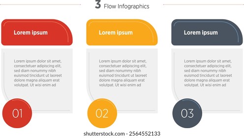 Modern Three elements placed in horizontal row. Concept of 3 steps of startup project development. infographic design template. Simple vector illustration for business data visualization.