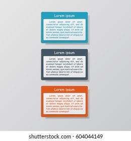 Modern three infographic options. Data vector illustration. Can be used for workflow layout, diagram, business steps, banner, web design.