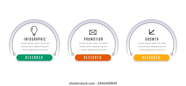 Moderne dreistufige Infografik Workflow Diagramm Banner Design Vektorgrafik