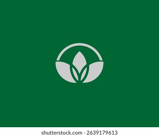 Modern three-leaf logo with a circular line above it. Suitable for company logos operating in the health and beauty sector.