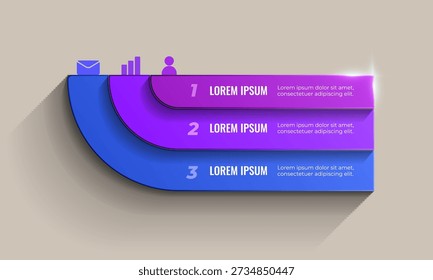 Modern Three-Step Infographic Timeline With Gradient Arcs And Minimal Icons For Presentations