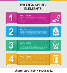 Modern throw infographic template. infographic design with throw icons includes boomerang, trash bag. can be used for presentation, diagram, annual report, web design.