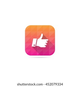 Modern Thumbs Up Icon With Long Shadow