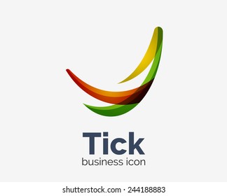 Modern tick abstract wave logo design, business icon. Geometric emblem