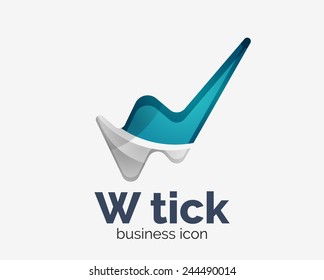 Diseño moderno de logotipo de onda abstracta de garrapatas, icono comercial. Emblema geométrico