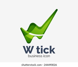 Modern tick abstract wave logo design, business icon. Geometric emblem