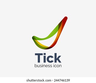 Modern tick abstract wave logo design, business icon. Geometric emblem