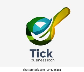 Diseño moderno de logotipo de onda abstracta de garrapatas, icono comercial. Emblema geométrico