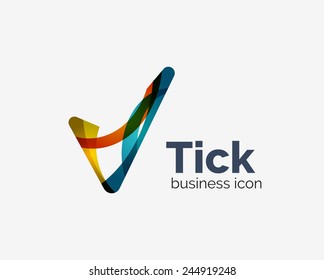 Diseño moderno de logotipo de onda abstracta de garrapatas, icono comercial. Emblema geométrico