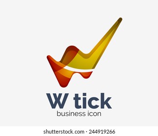 Diseño moderno de logotipo de onda abstracta de garrapatas, icono comercial. Emblema geométrico