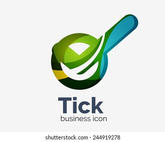 Modern tick abstract wave logo design, business icon. Geometric emblem