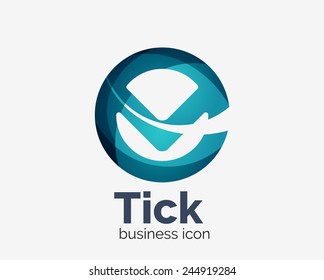Modern tick abstract wave logo design, business icon. Geometric emblem