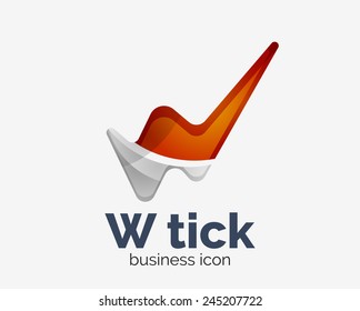 Diseño moderno de logotipo de onda abstracta de garrapatas, icono comercial. Emblema geométrico