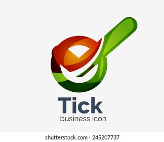 Modern tick abstract wave logo design, business icon. Geometric emblem
