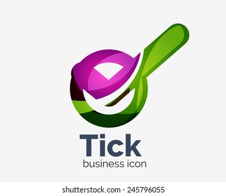 Modern tick abstract wave logo design, business icon. Geometric emblem