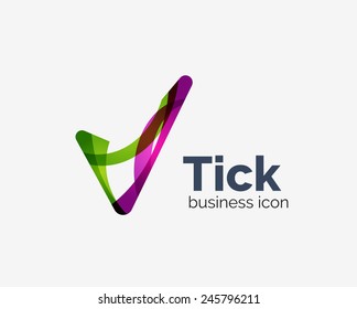 Modern tick abstract wave logo design, business icon. Geometric emblem