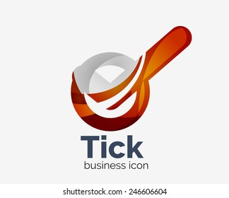 Modern tick abstract wave logo design, business icon. Geometric emblem