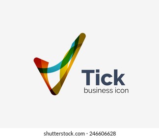 Modern tick abstract wave logo design, business icon. Geometric emblem