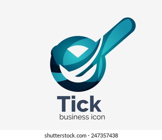 Diseño moderno de logotipo de onda abstracta de garrapatas, icono comercial. Emblema geométrico