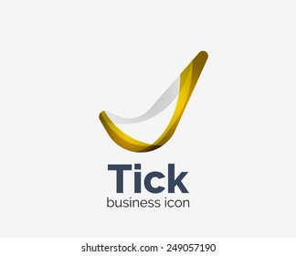Diseño moderno de logotipo de onda abstracta de garrapatas, icono comercial. Emblema geométrico