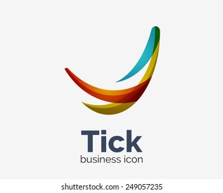 Modern tick abstract wave logo design, business icon. Geometric emblem