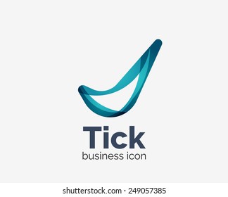 Diseño moderno de logotipo de onda abstracta de garrapatas, icono comercial. Emblema geométrico