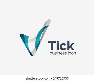 Modern tick abstract wave logo design, business icon. Geometric emblem