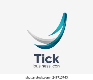 Modern tick abstract wave logo design, business icon. Geometric emblem