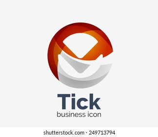 Modern tick abstract wave logo design, business icon. Geometric emblem