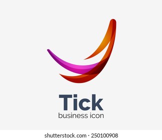 Diseño moderno de logotipo de onda abstracta de garrapatas, icono comercial. Emblema geométrico