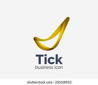Modern tick abstract wave logo design, business icon. Geometric emblem
