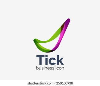 Modern tick abstract wave logo design, business icon. Geometric emblem