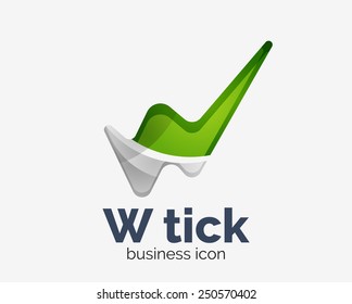 Diseño moderno de logotipo de onda abstracta de garrapatas, icono comercial. Emblema geométrico