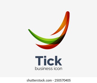 Diseño moderno de logotipo de onda abstracta de garrapatas, icono comercial. Emblema geométrico