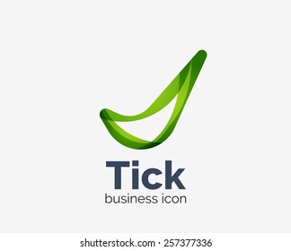 Modern tick abstract wave logo design, business icon. Geometric emblem