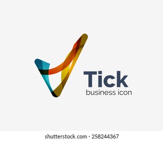 Modern tick abstract wave logo design, business icon. Geometric emblem