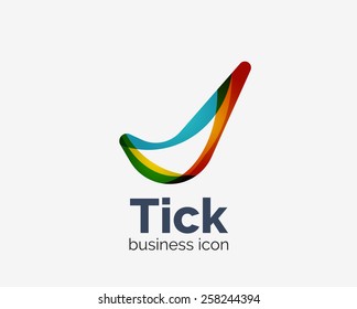 Modern tick abstract wave logo design, business icon. Geometric emblem